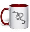 Mug with a colored handle The snake crawls red фото