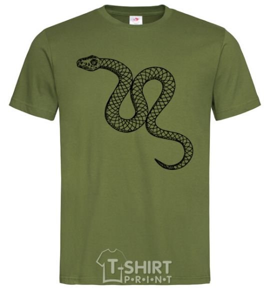 Мужская футболка Змея ползет Оливковый фото