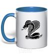 Mug with a colored handle Cobra crawls royal-blue фото