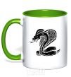 Mug with a colored handle Cobra crawls kelly-green фото