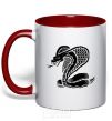 Mug with a colored handle Cobra crawls red фото