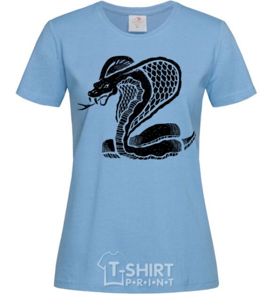 Women's T-shirt Cobra crawls sky-blue фото