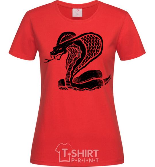 Women's T-shirt Cobra crawls red фото