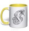 Mug with a colored handle Cobra contour thin yellow фото
