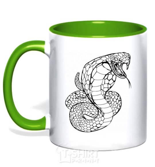 Mug with a colored handle Cobra contour thin kelly-green фото