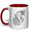 Mug with a colored handle Cobra contour thin red фото