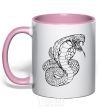 Mug with a colored handle Cobra contour thin light-pink фото