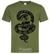 Men's T-Shirt A snake with a pattern and a skull millennial-khaki фото