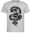 Men's T-Shirt A snake with a pattern and a skull grey фото