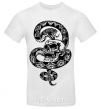 Men's T-Shirt A snake with a pattern and a skull White фото