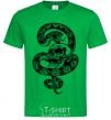 Men's T-Shirt A snake with a pattern and a skull kelly-green фото