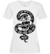 Women's T-shirt A snake with a pattern and a skull White фото