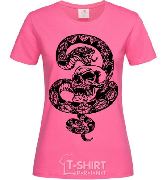 Women's T-shirt A snake with a pattern and a skull heliconia фото