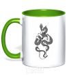 Mug with a colored handle A woman's hand with a snake kelly-green фото