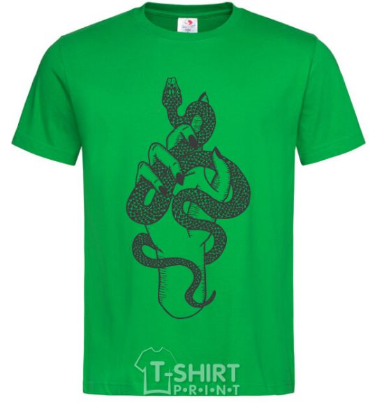 Men's T-Shirt A woman's hand with a snake kelly-green фото