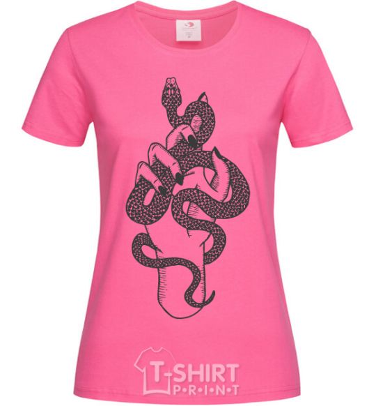 Women's T-shirt A woman's hand with a snake heliconia фото