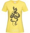 Women's T-shirt A woman's hand with a snake cornsilk фото