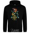 Men`s hoodie A snake on a leaf black фото