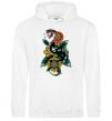 Men`s hoodie A snake on a leaf White фото