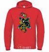 Men`s hoodie A snake on a leaf bright-red фото