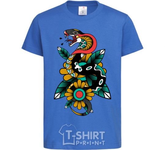 Kids T-shirt A snake on a leaf royal-blue фото