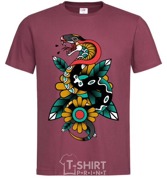 Men's T-Shirt A snake on a leaf burgundy фото