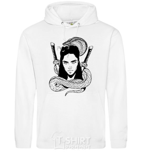 Men`s hoodie The girl with the snake White фото