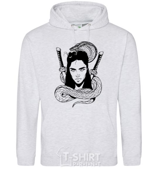 Men`s hoodie The girl with the snake sport-grey фото