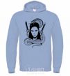 Men`s hoodie The girl with the snake sky-blue фото