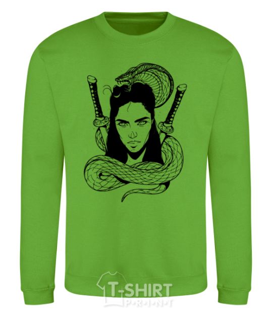 Sweatshirt The girl with the snake orchid-green фото