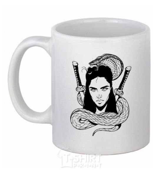 Ceramic mug The girl with the snake White фото