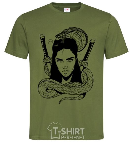 Men's T-Shirt The girl with the snake millennial-khaki фото