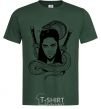 Мужская футболка Девушка со змеей Темно-зеленый фото
