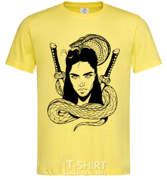 Мужская футболка Девушка со змеей Лимонный фото