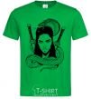 Мужская футболка Девушка со змеей Зеленый фото