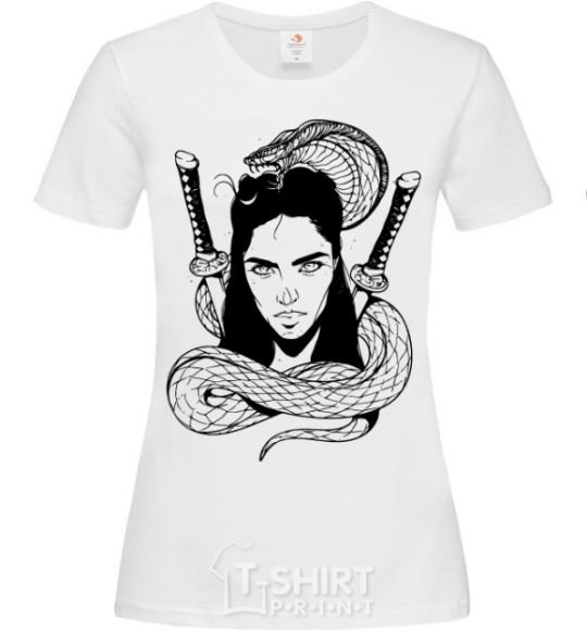 Women's T-shirt The girl with the snake White фото