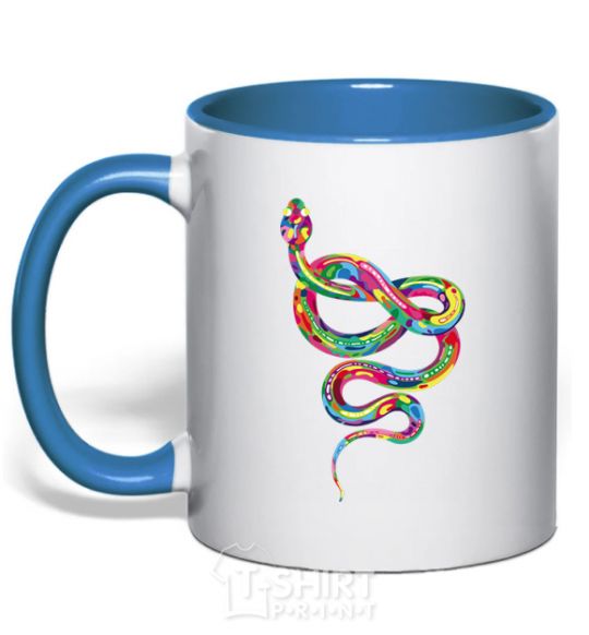 Чашка с цветной ручкой Яркая змея Ярко-синий фото