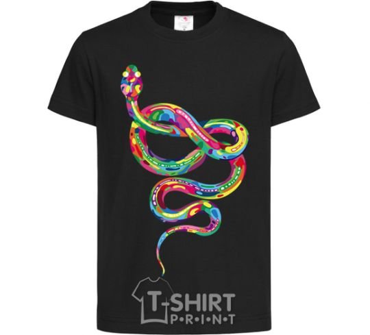 Kids T-shirt A brightly colored snake black фото