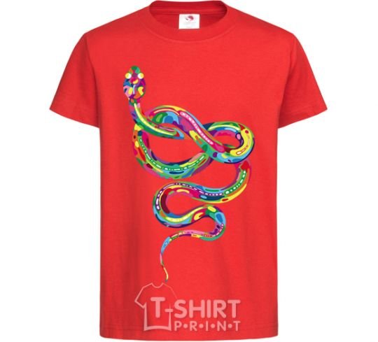 Kids T-shirt A brightly colored snake red фото