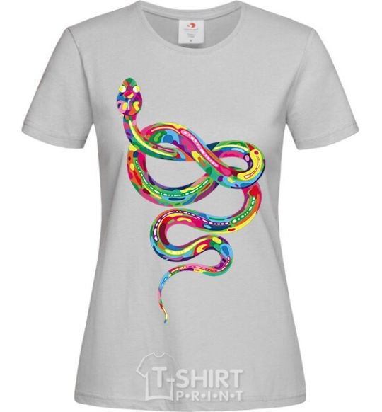 Женская футболка Яркая змея Серый фото